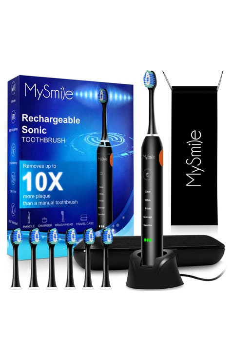 Rechargeable Sonic Electric Toothbrush for Adults, 6 Brush Heads, 5 Modes