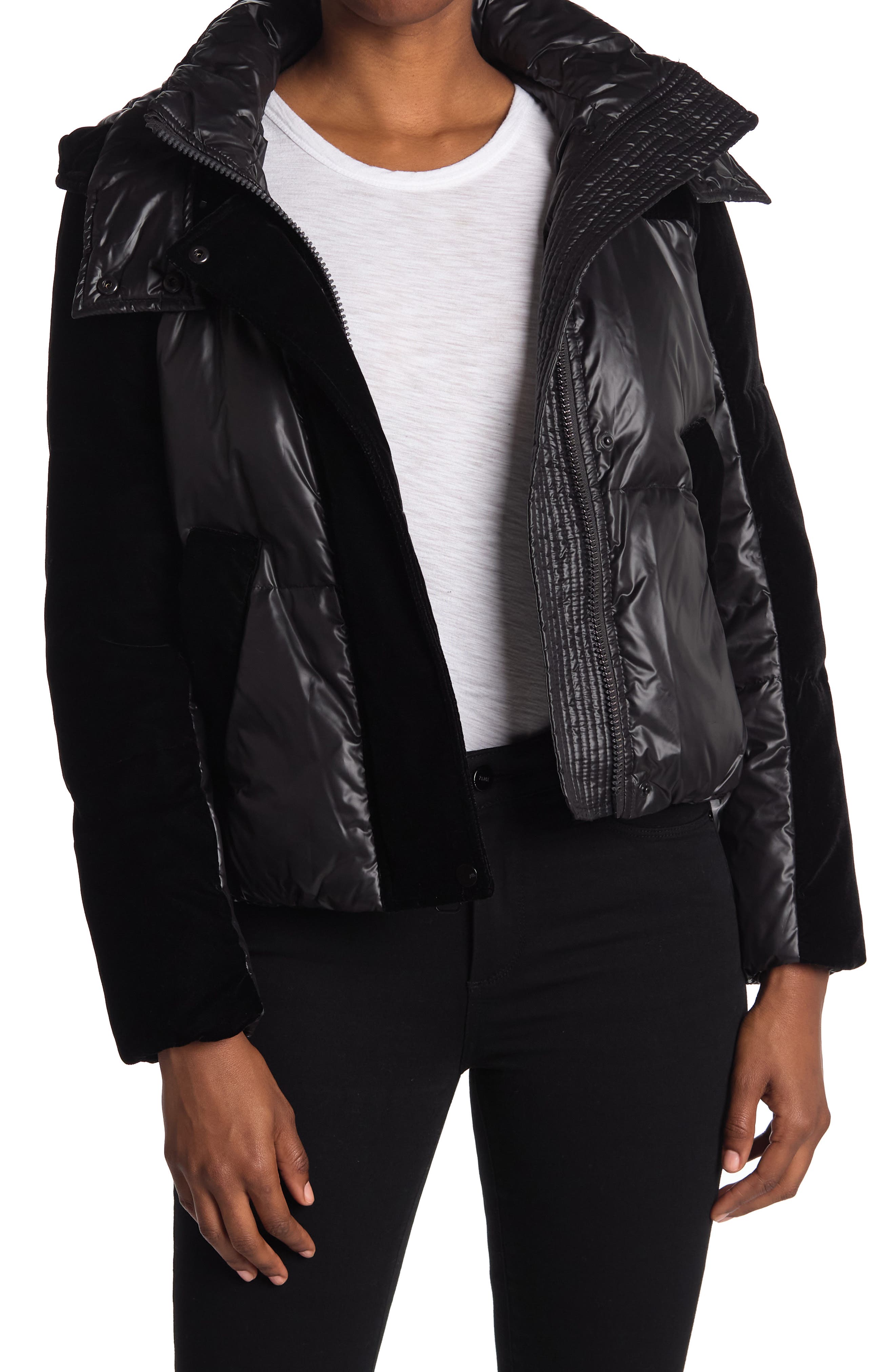 Andrew Marc Hooded Quilted Down Puffer Jacket