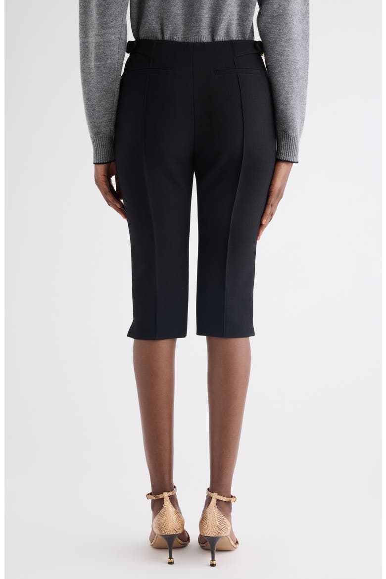 Tailored Wool Crepe Capri Pants, Alternate, color, BLACK