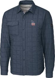 Cutter & Buck Men's Cutter & Buck Gray Los Angeles Dodgers Americana Rainier Full-Snap Shirt Jacket