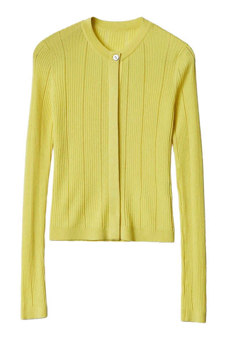 Hidden Button-Front Cashmere Silk Cardigan, Alternate, color, blazzing yellow