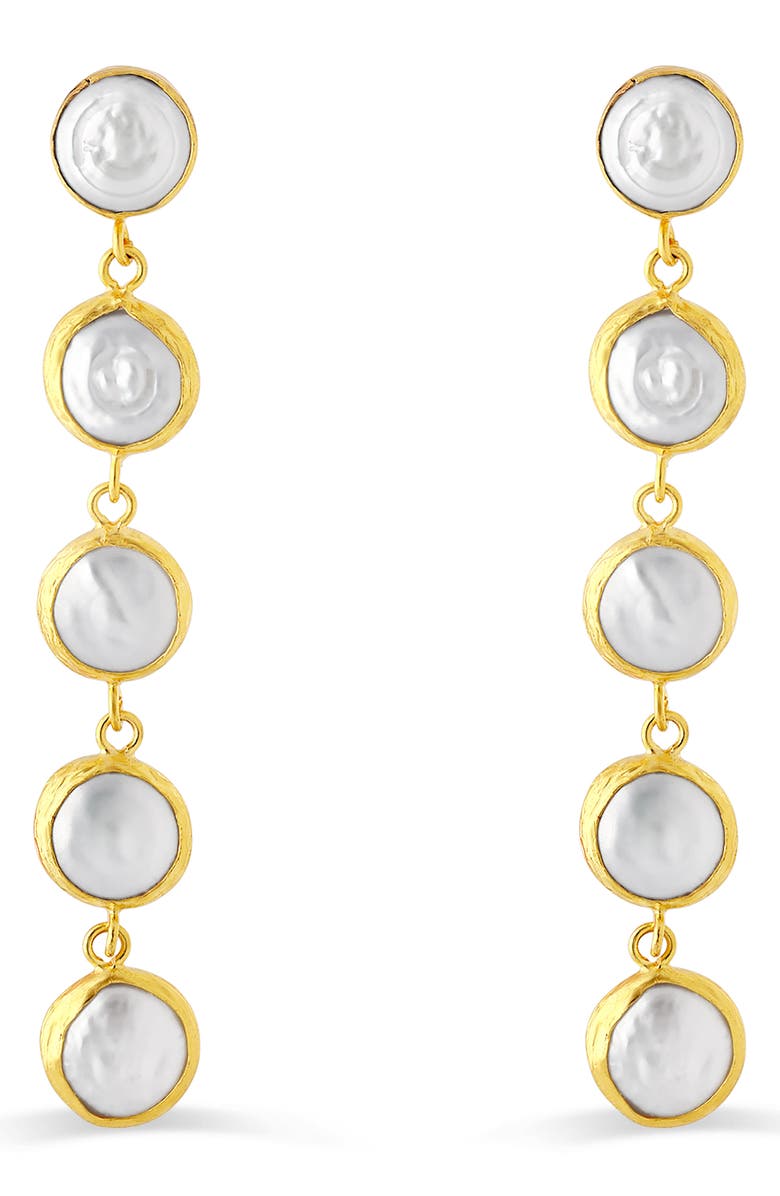 V.BELLAN Stella Freshwater Pearl Drop Earrings, Main, color, Gold