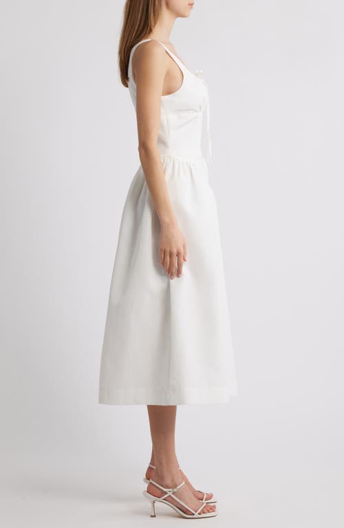 Rare London Gathered Corset Sleeveless Midi Dress In White