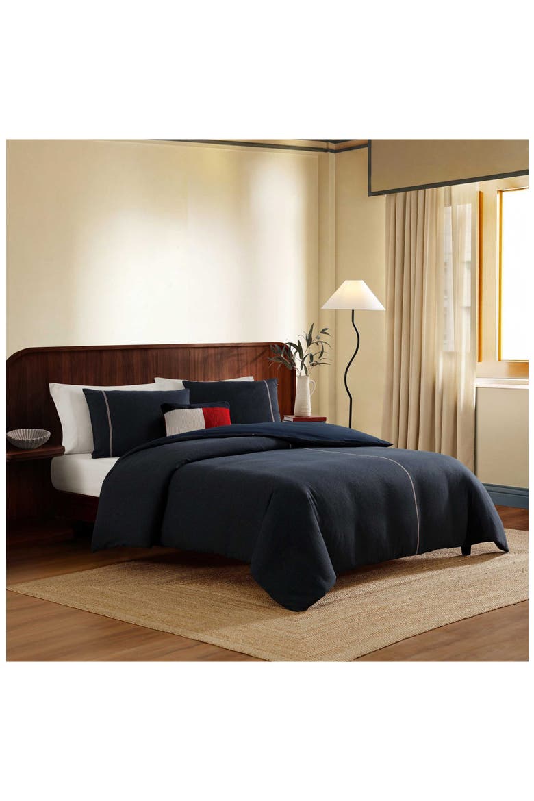 Selvage Twill 2-Piece Comforter Set, Alternate, color, DEEP BLUE/ WHITE/ RED