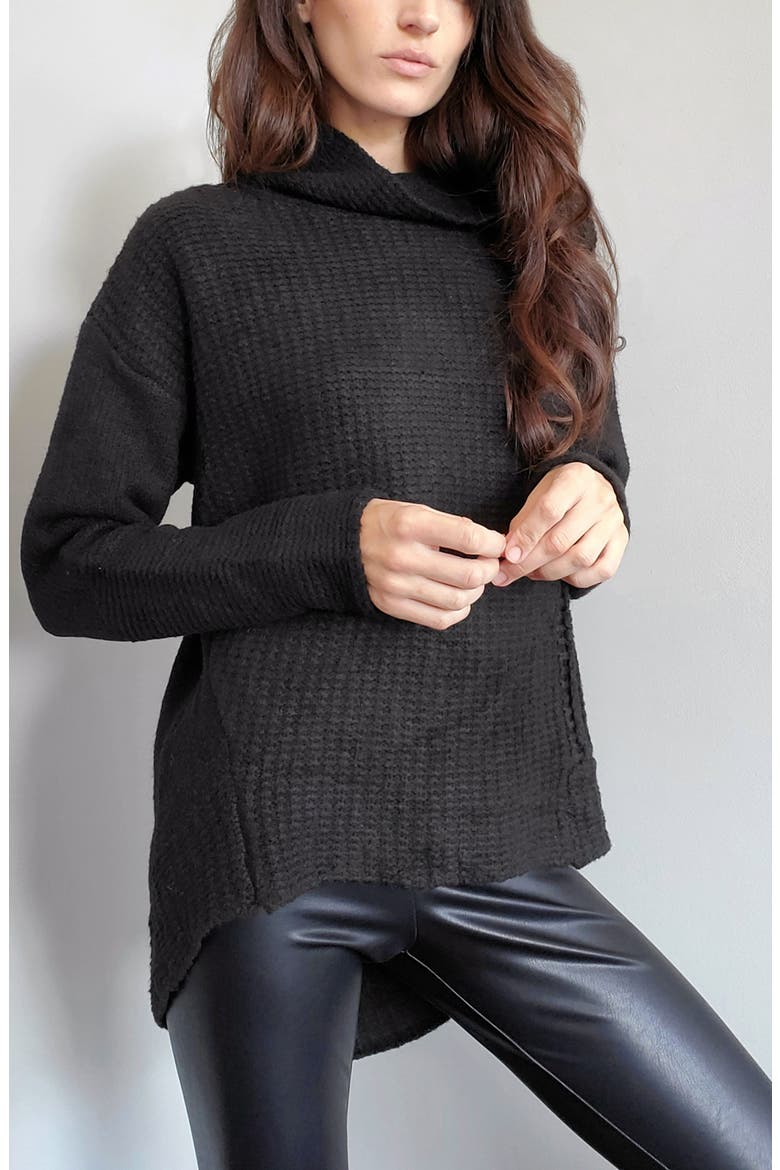 Renata Funnel Neck Sweater, Main, color, BLACK