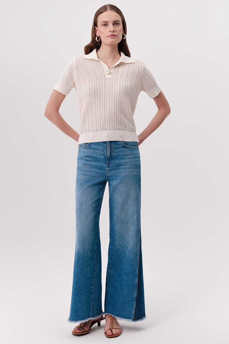 Rachelle Short Sleeve Knit Blouse, Alternate, color, Cream