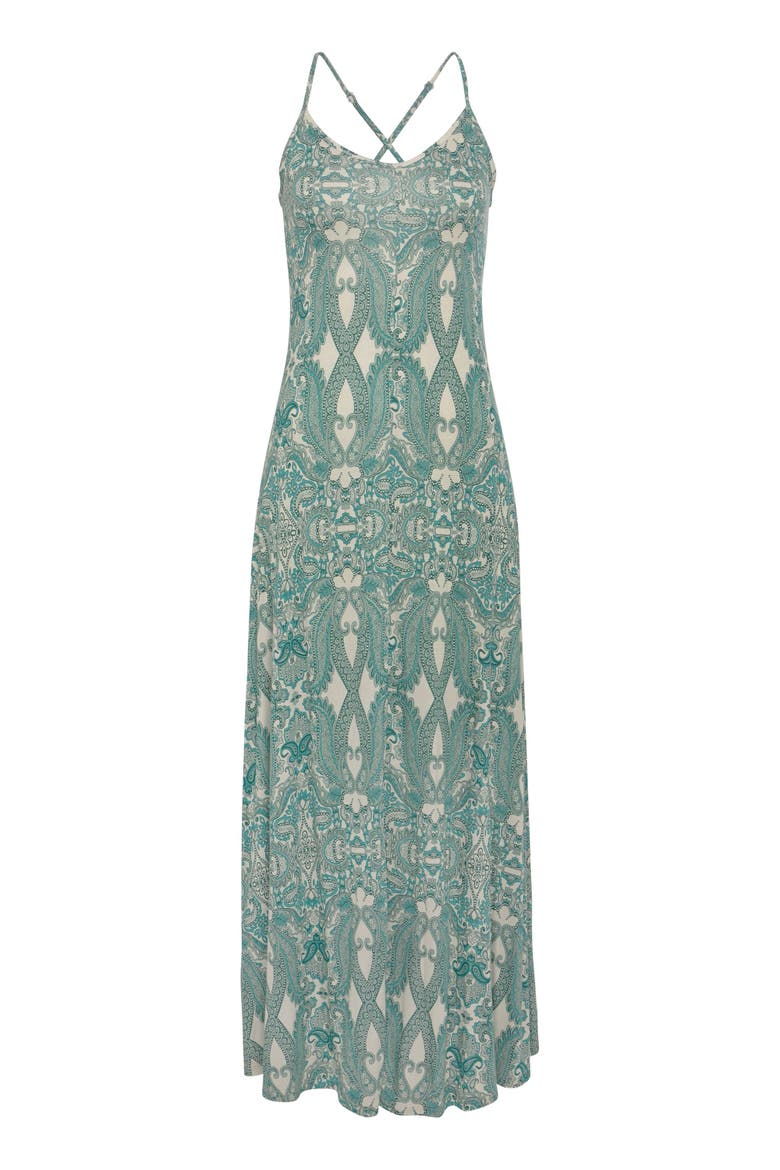 Crossed Strap Maxi Dress, Alternate, color, Green Patterned