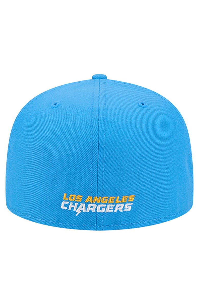 New Era Men
s New Era  Powder Blue Los Angeles Chargers Overlap Wordmark 59FIFTY Fitted Hat, Alternate, color, Powder Blue