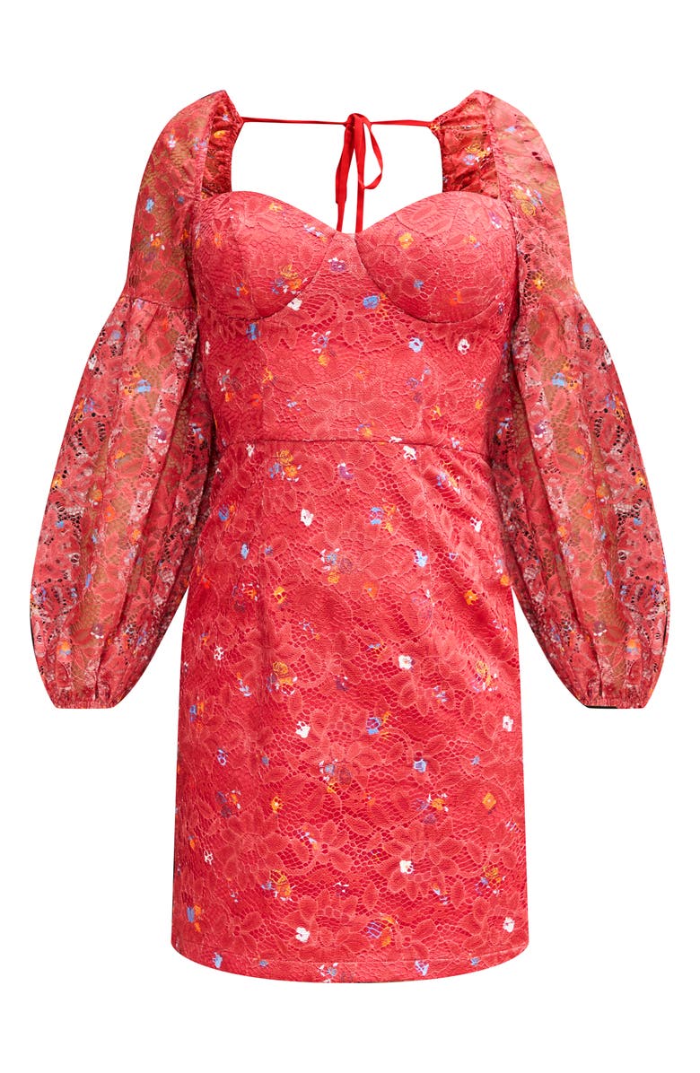 Chi Chi London Floral Lace Long Sleeve Minidress, Alternate, color,