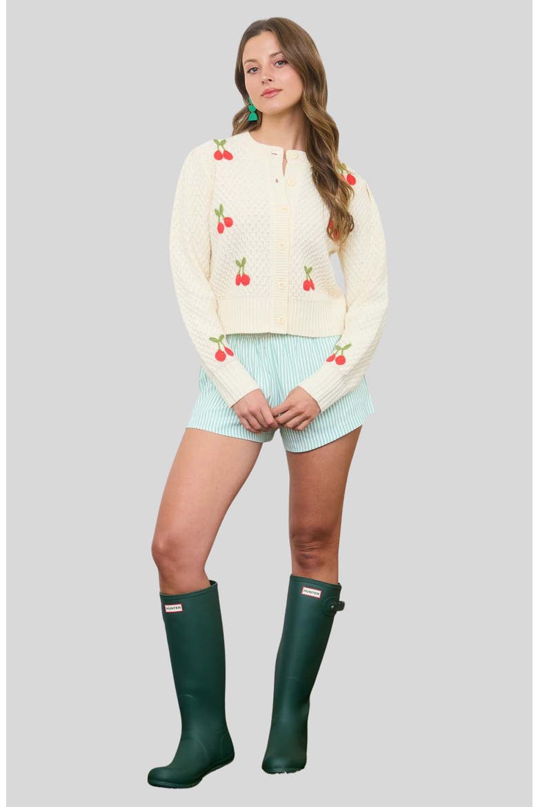 Cherry Embroidered Cardigan, Alternate, color, CREAM