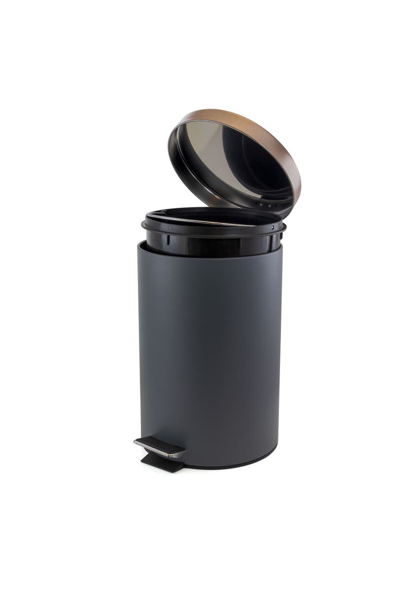 1.5 Gallon Stylish Grey and Copper Soft Pedal Office, Kitchen and Bathroom Trash Bin, Alternate, color, Copper