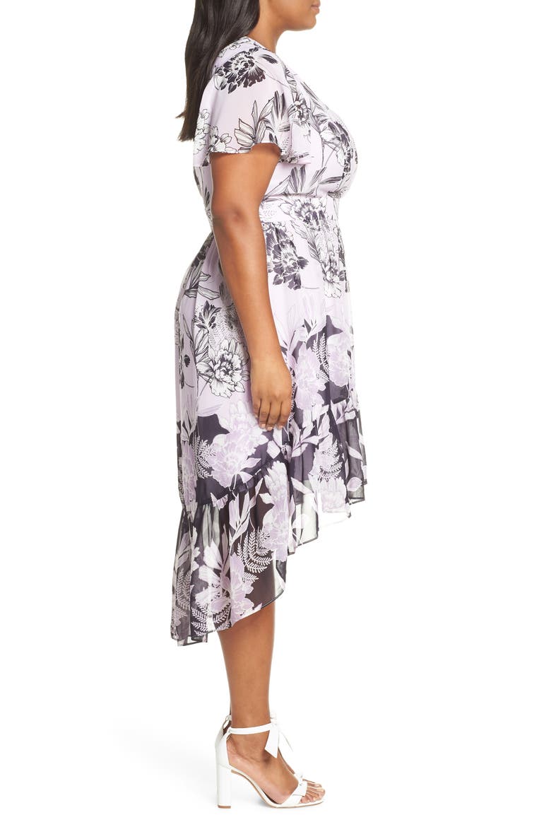 Print Flutter Midi Dress, Alternate, color, PURPLE MULTI