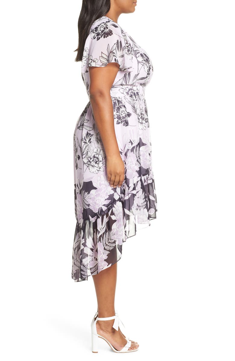 Vince Camuto Print Flutter Midi Dress, Alternate, color,