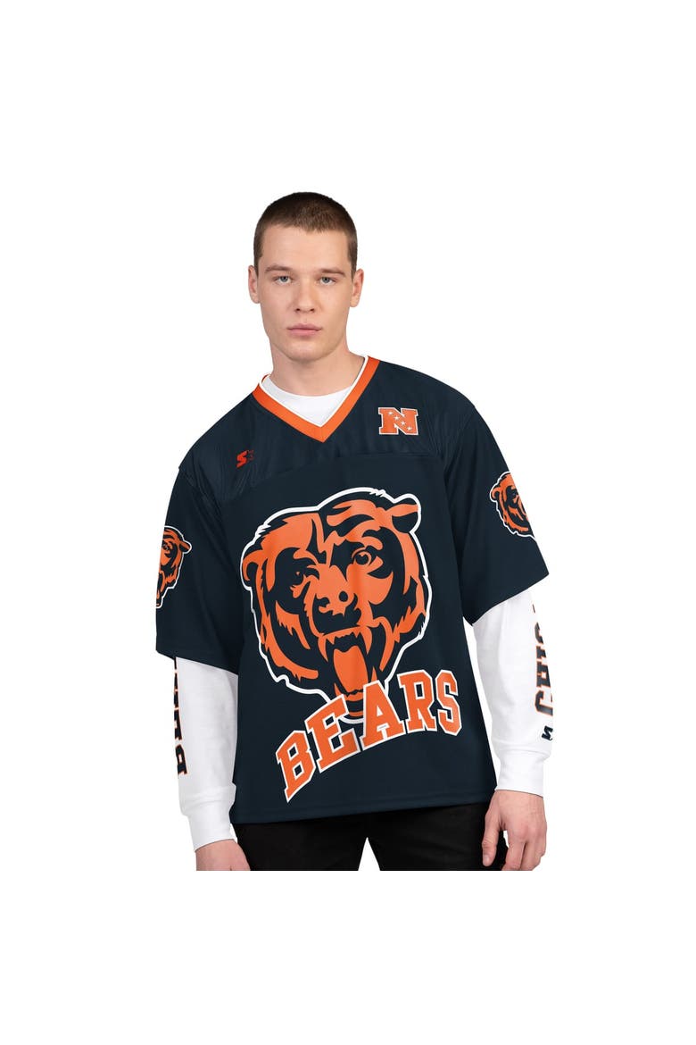 Men's Starter Navy/White Chicago Bears Short Sleeve & Long Sleeve T-Shirt Combo Pack, Main, color, Navy