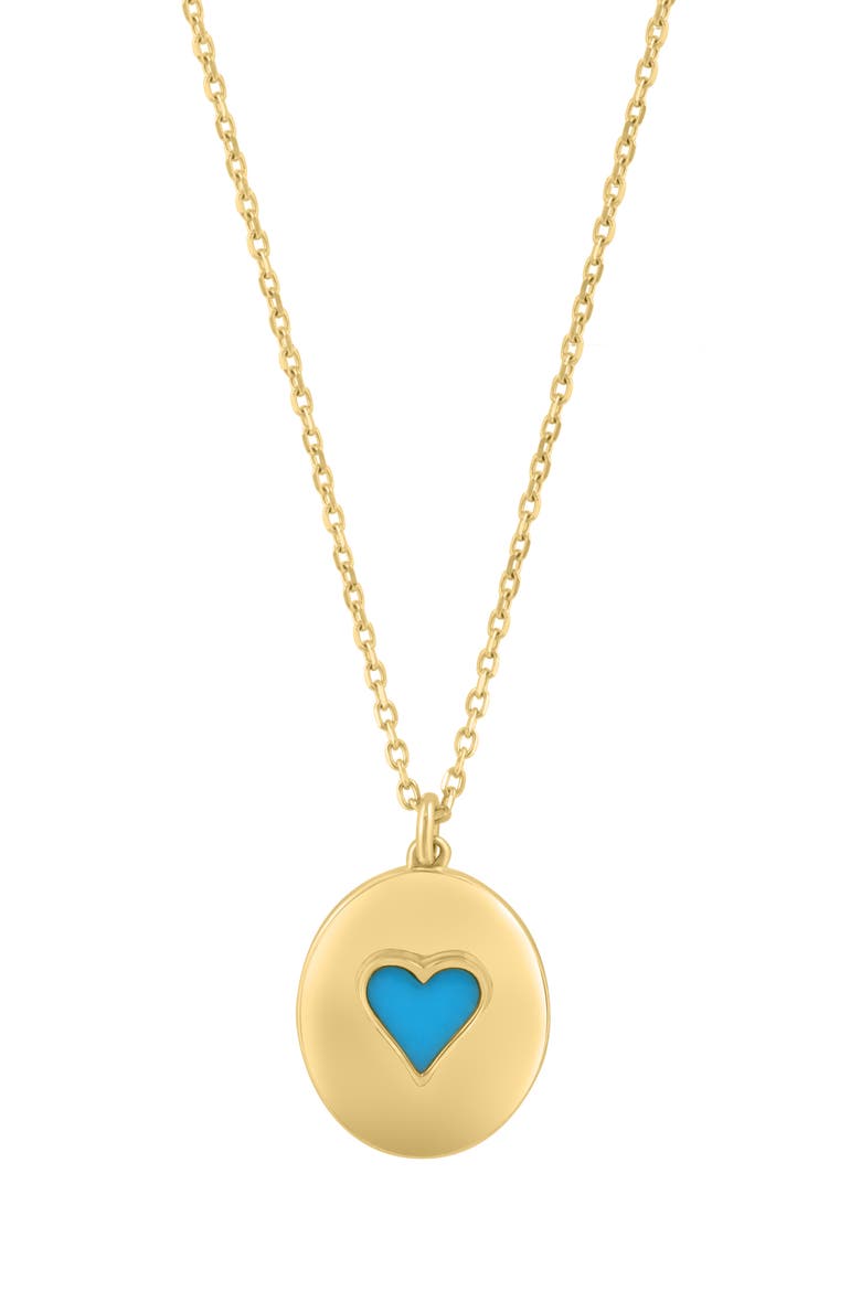 Gold Plated Sterling Silver Heart Pendant Necklace, Main, color, BLUE