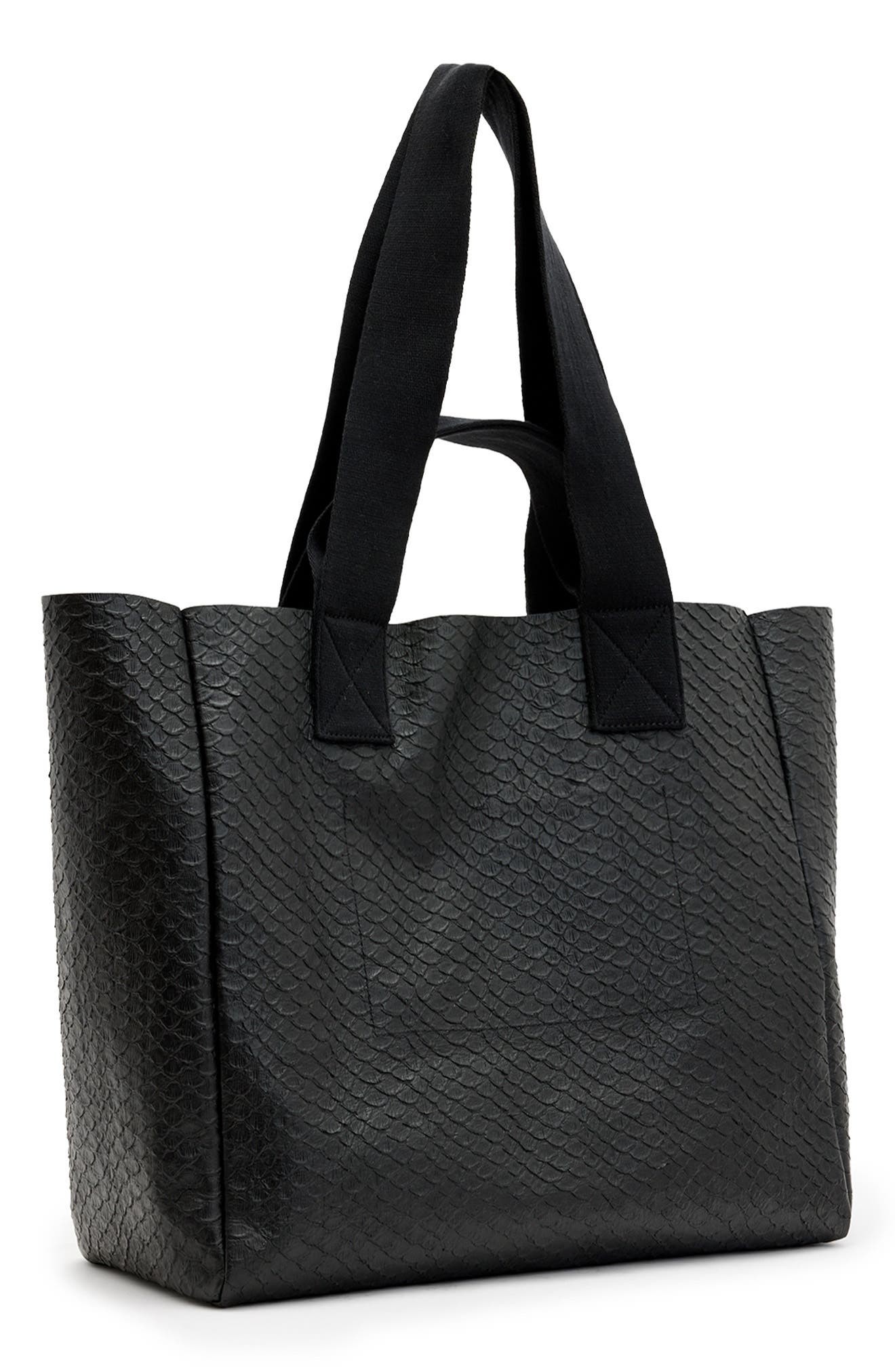 AllSaints Izzy Snakeskin Embossed Leather Tote, Alternate, color, 