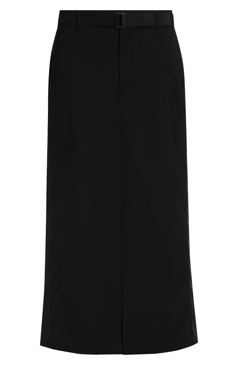 Sacai Belted Wool Suiting & Satin Pencil Skirt, Main, color, Black