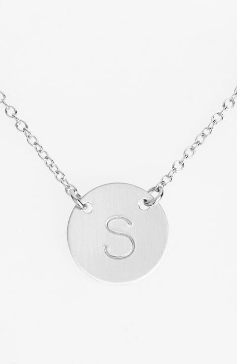 Sterling Silver Initial Disc Necklace