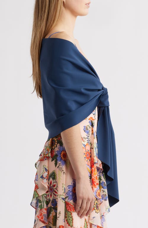 Shop Chiara Boni La Petite Robe Eva Tie Front Shawl In Arctic Blue