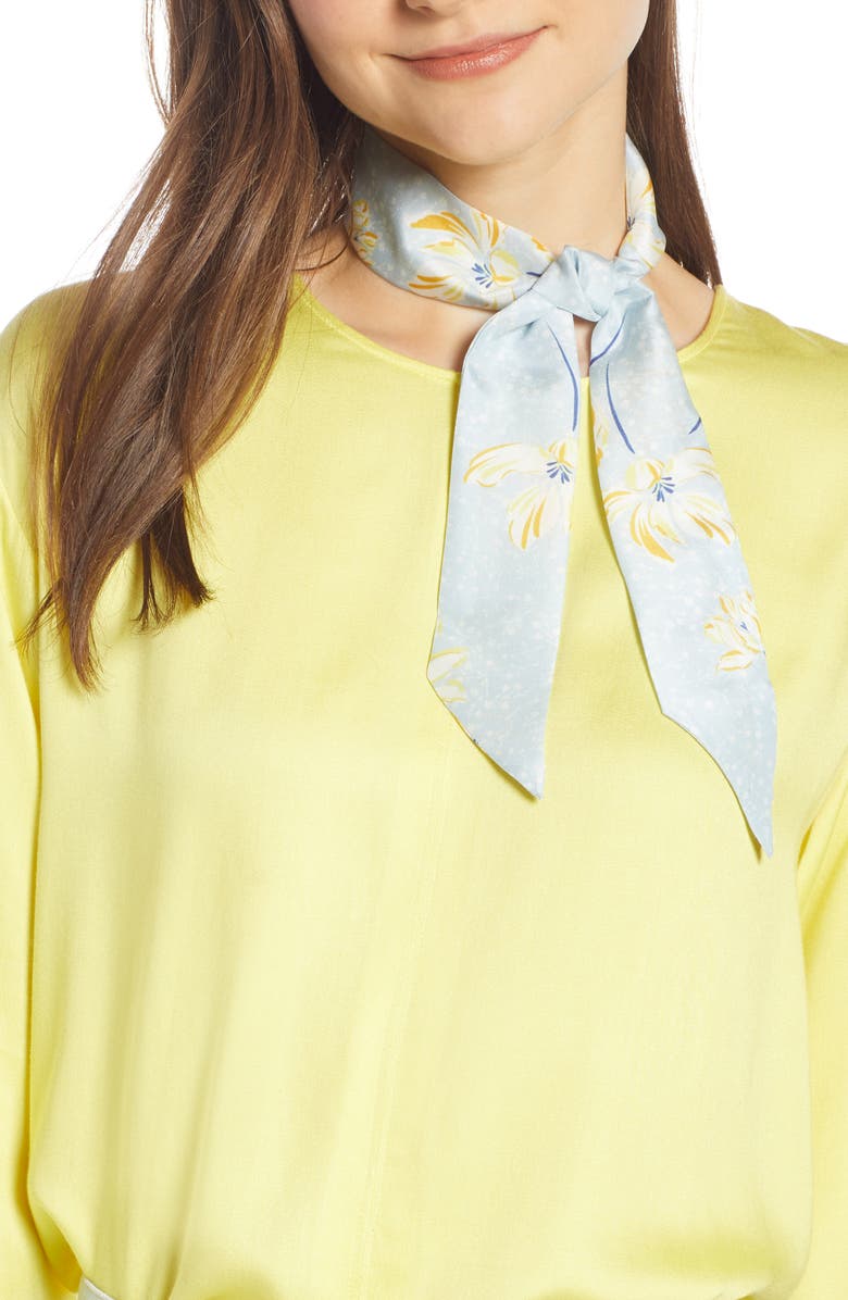 Something Navy Silk Skinny Scarf, Main, color,