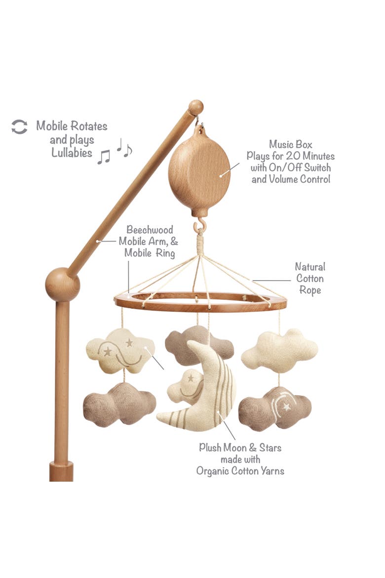 Organic Celestial Wood Baby Crib Mobile Soother Toy/Decor, Alternate, color, Cream