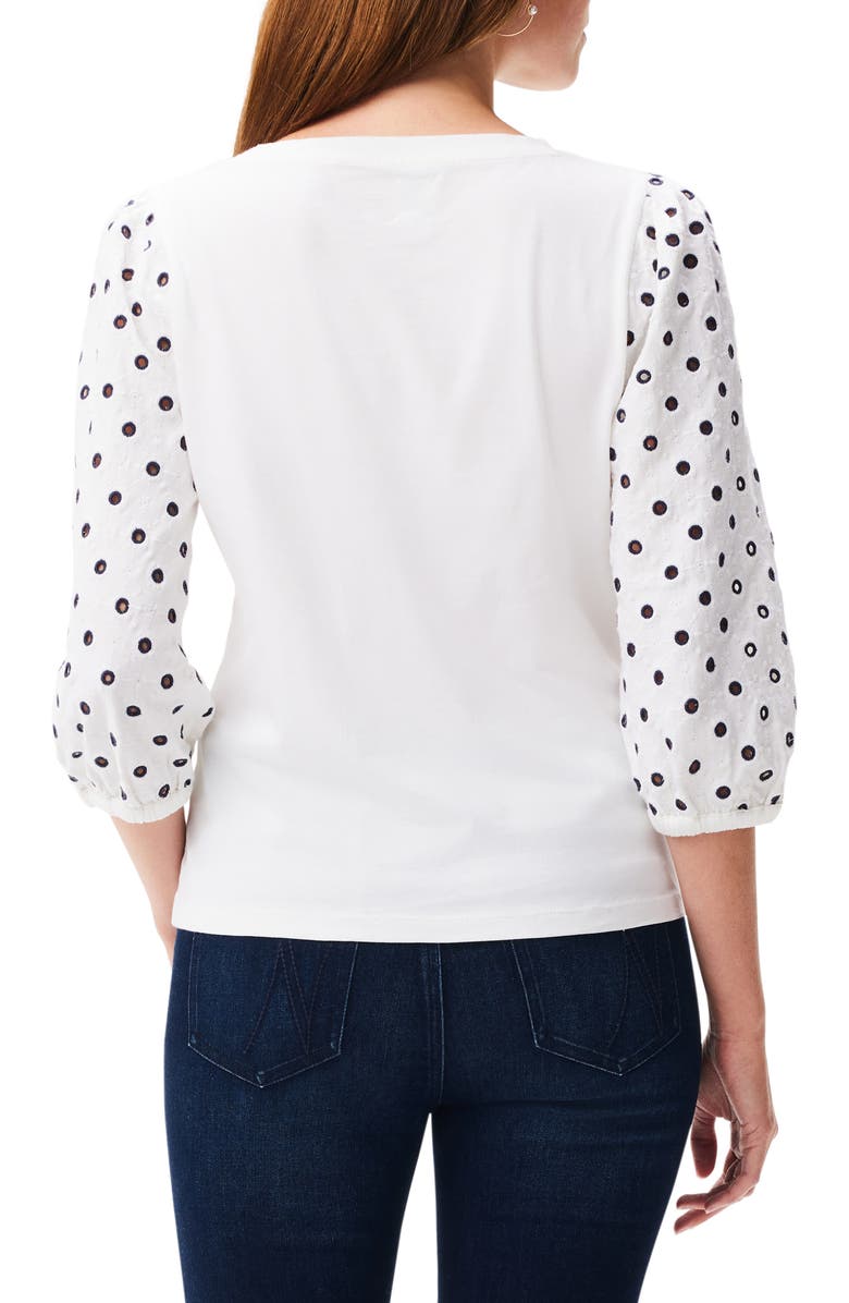 NIC+ZOE Eyelet Breeze Mixed Media Cotton Top, Alternate, color, 