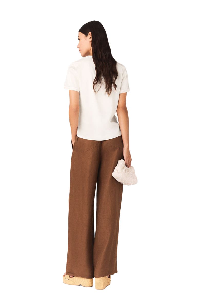 maje Short-sleeved silk top, Alternate, color, White