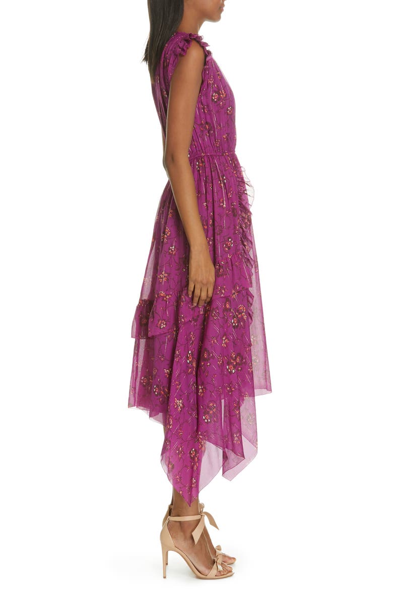 Ciel Floral Print Silk Blend Dress, Alternate, color, MAGENTA