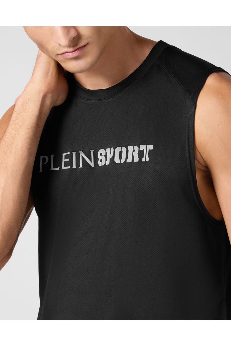 Reflective Tank Top Round Neck Men, Alternate, color, black