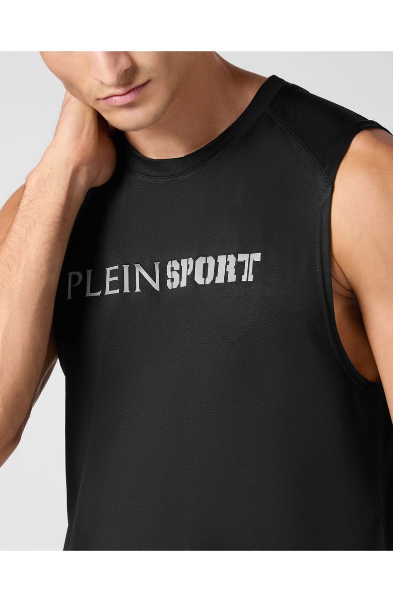 PLEIN SPORT Reflective Tank Top Round Neck Men, Alternate, color, Black