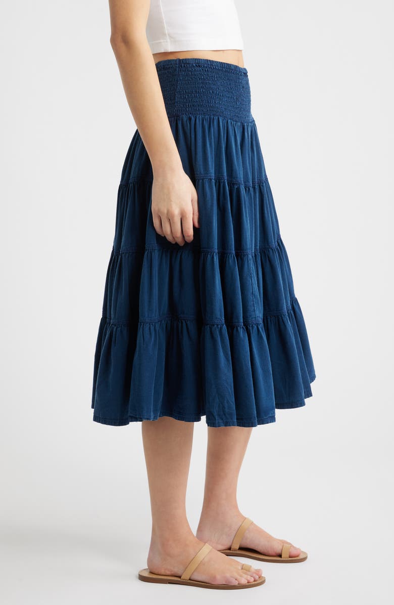 BDG Urban Outfitters Bea Cotton Tiered Skirt, Alternate, color, Blue