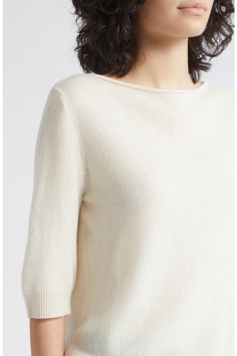 Silk Blend Short Sleeve Sweater, Alternate, color, CREAM