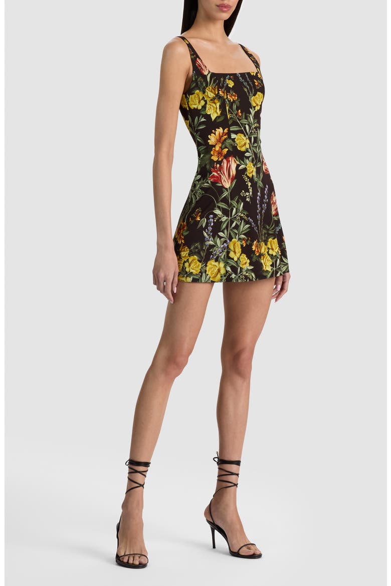 Julia Scoop Neck Minidress, Alternate, color, DESERT SPRIGS BLACK
