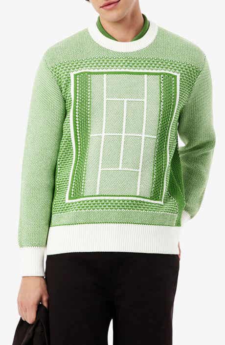 Tennis Court Cotton Blend Jacquard Sweater