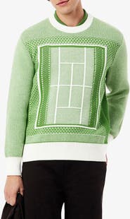 Lacoste Tennis Court Cotton Blend Jacquard Sweater