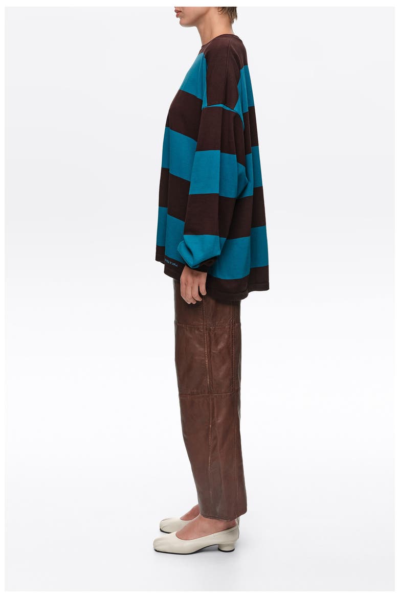 Oversize Striped Long T-shirt, Alternate, color, TEAL