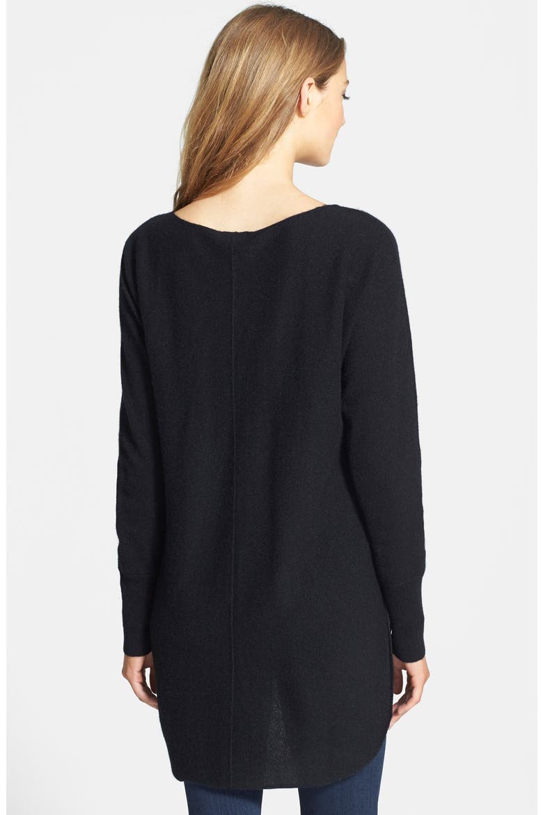 Cashmere Shirttail Sweater, Alternate, color, BLACK