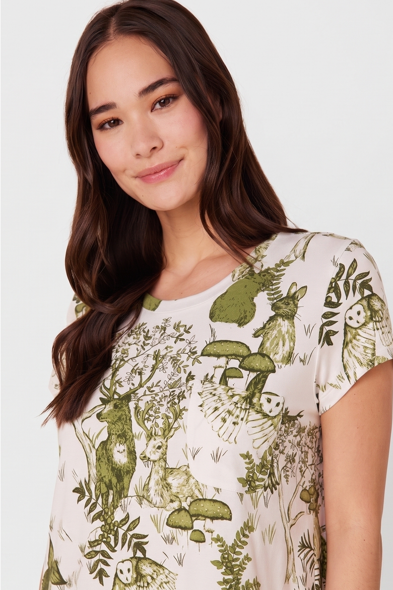 Pima Knit Short-Sleeved Sleep Shirt, Alternate, color, Woodside