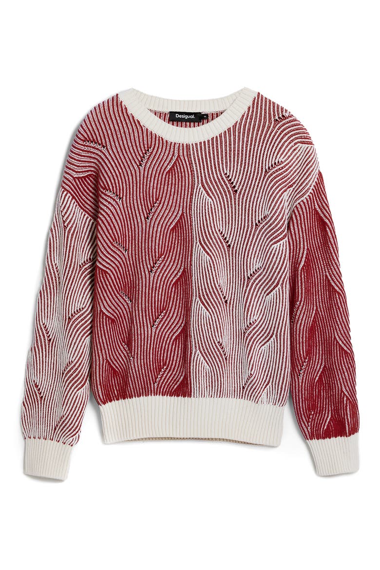 Colorblock Stripe Sweater, Alternate, color, RED