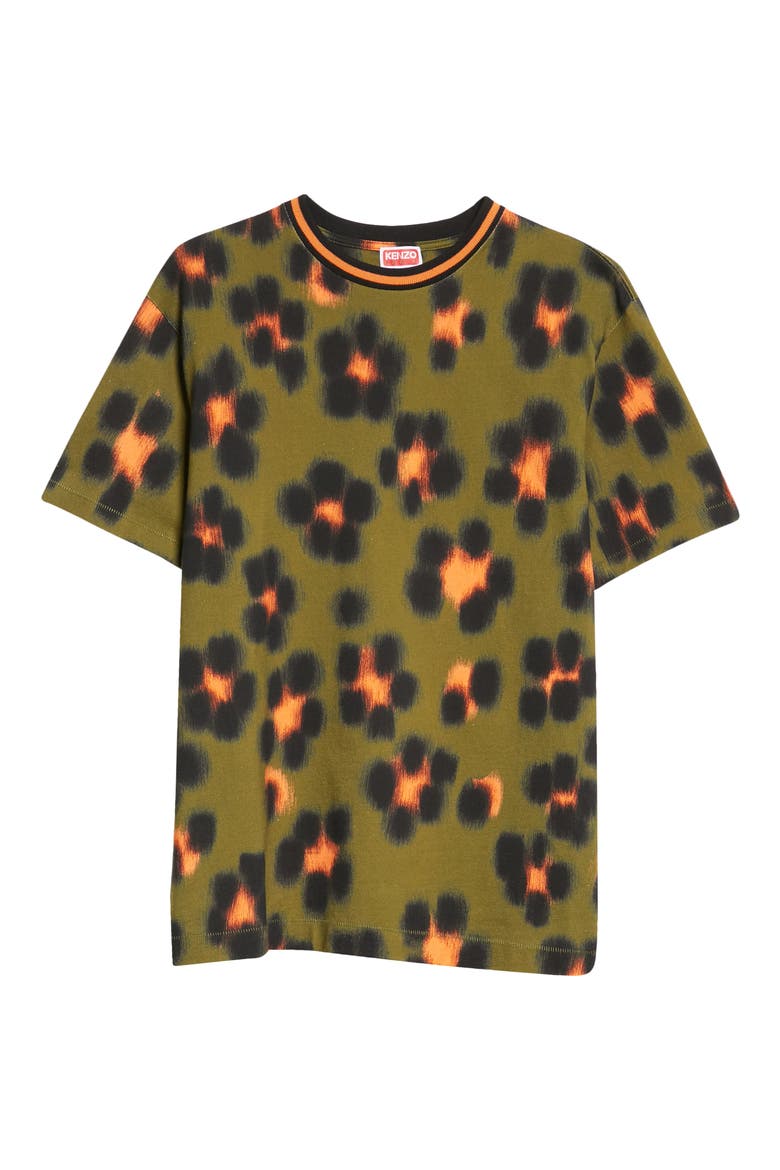 Hana Leopard Print Short Sleeve T-Shirt, Alternate, color, KHAKI