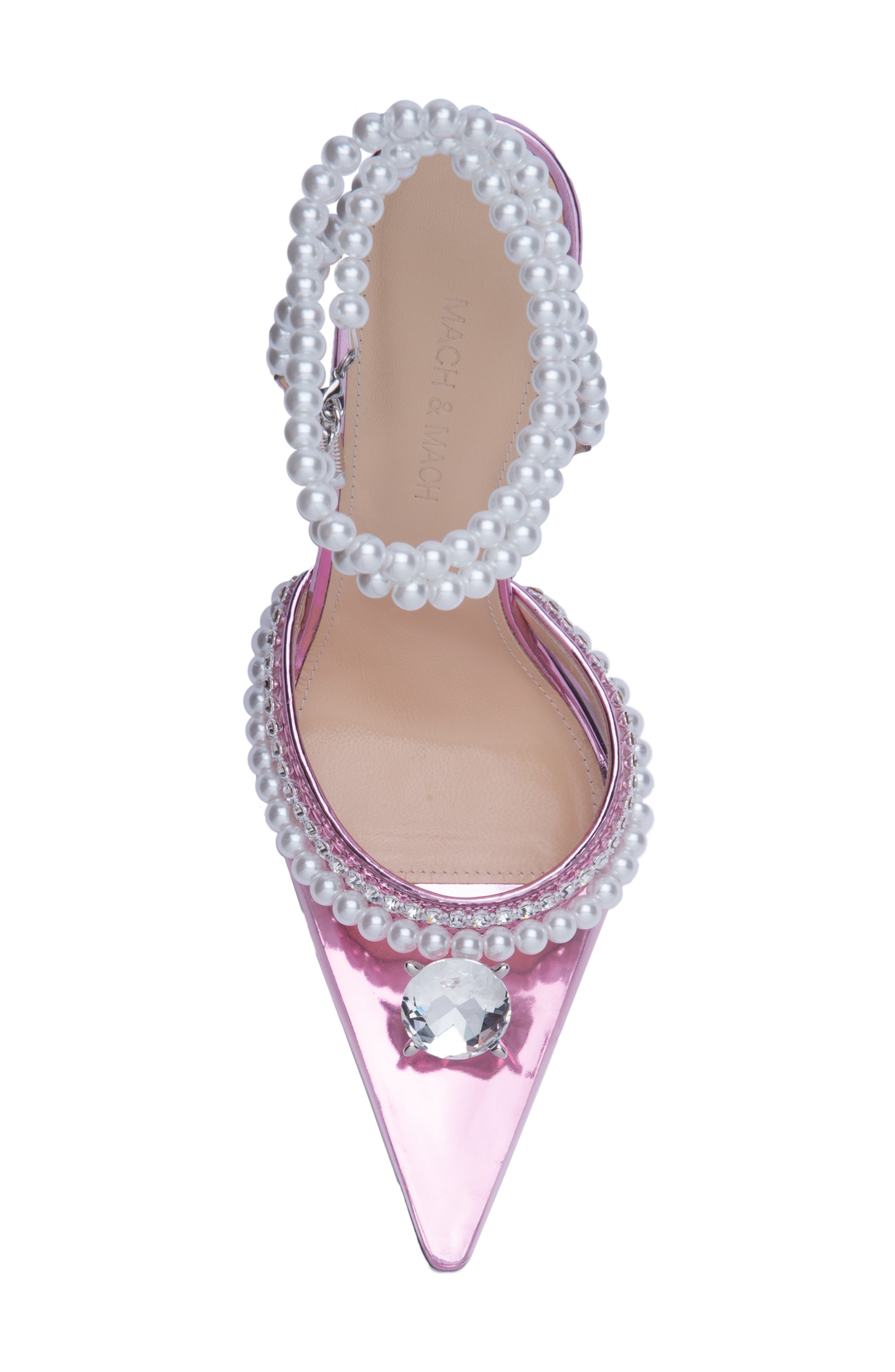 Mach & Mach Diamond of Elizabeth Imitation Pearl Pointed Toe Pump, Alternate, color, 