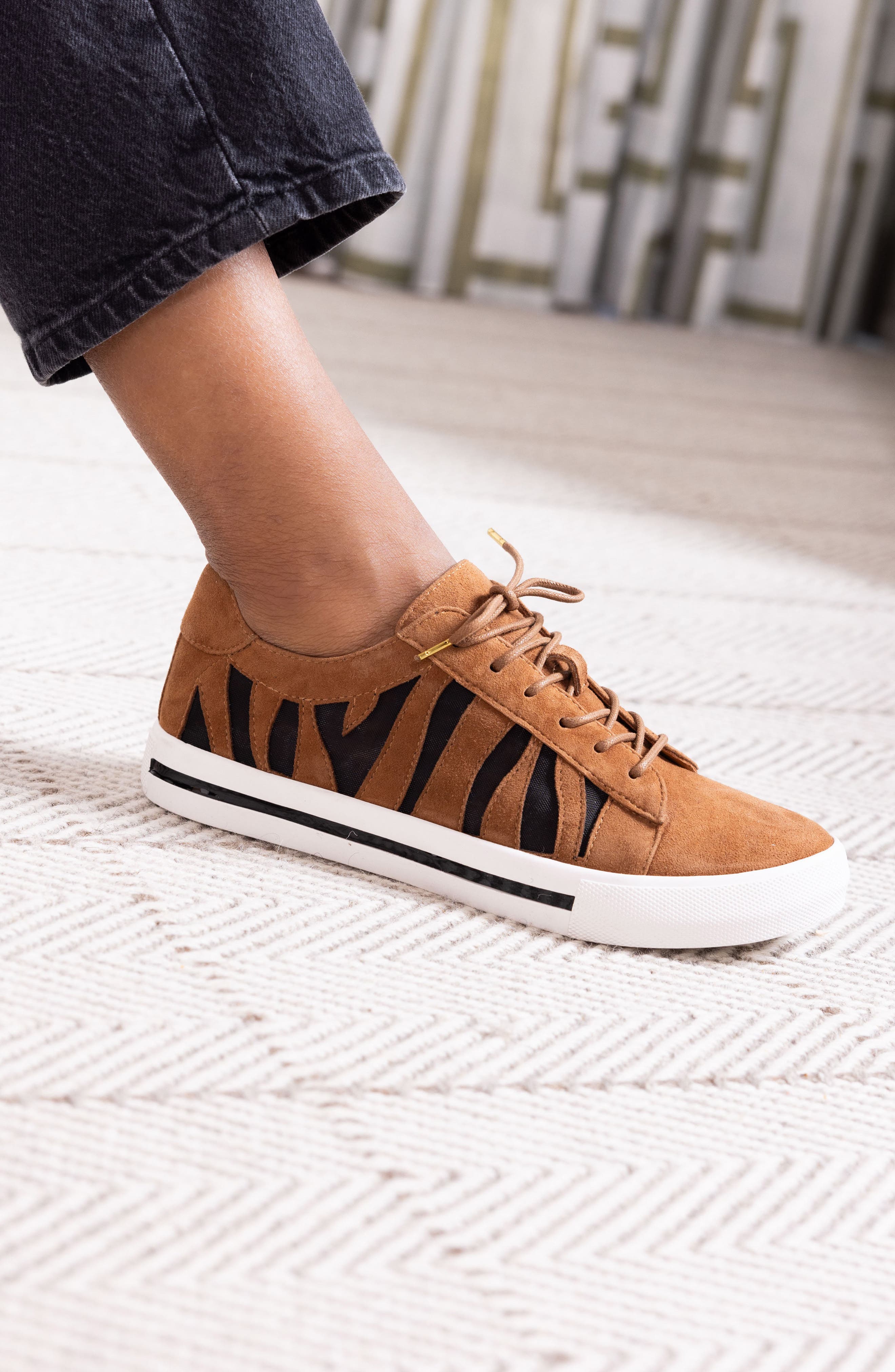Keaton Mesh Cutout Platform Sneaker, Alternate, color, COFFEE/ BLACK