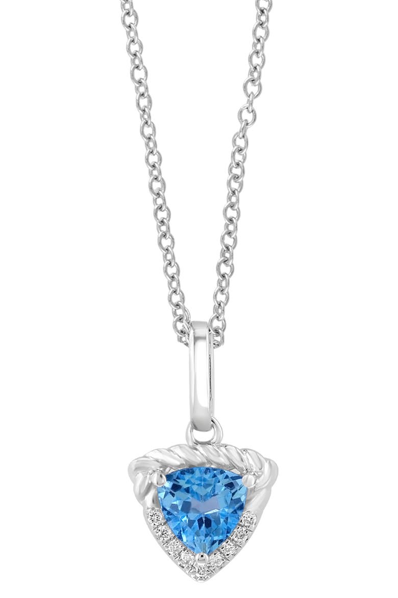 Diamond & Blue Topaz Pendant Necklace, Main, color, BLUE
