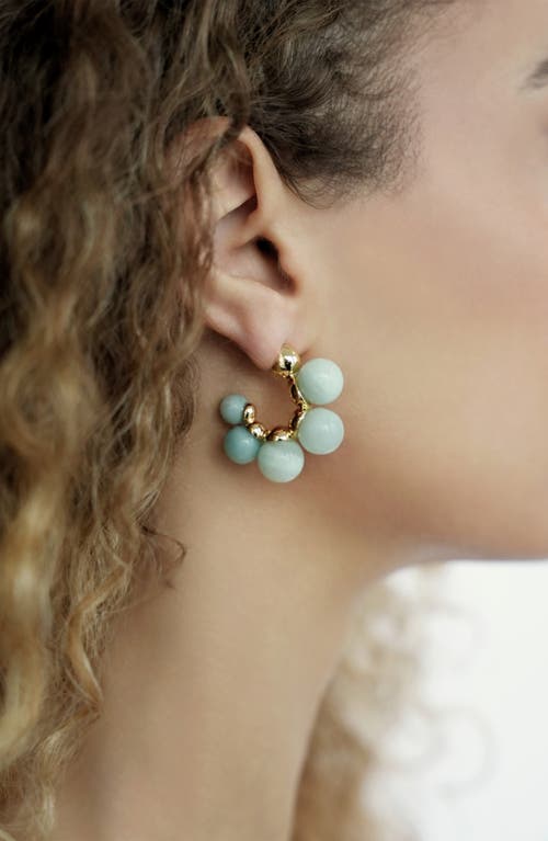 Ettika Playful Bubble Semiprecious Stone Hoop Earrings In Amazonite And Gold