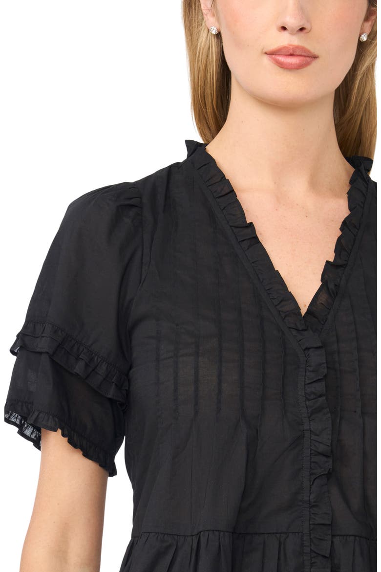 Pintuck Tiered Cotton Dress, Alternate, color, RICH BLACK