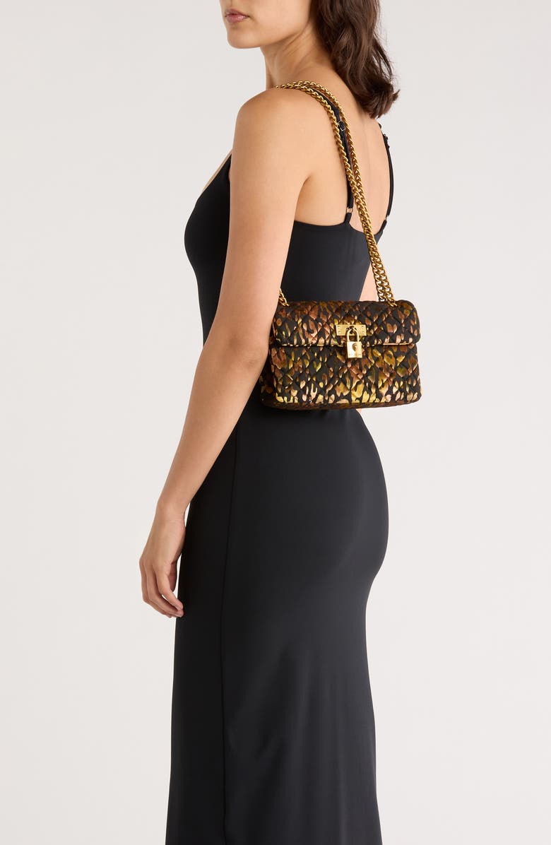 Kurt Geiger London Leopard Print Velvet Mini Brixton Crossbody Bag, Alternate, color, Charcoal/ Gold