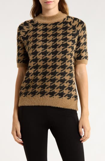 Elie Elie Tahari Houndstooth Sweater In Brown