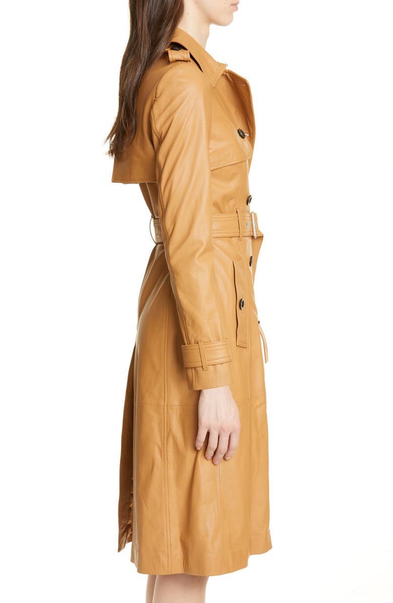 Karen Millen Leather Trench Coat, Alternate, color,