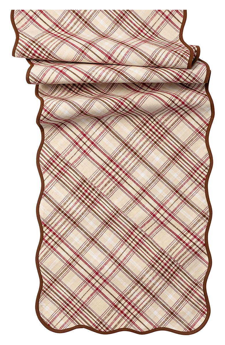Juliska Tartan Cotton Table Runner, Main, color, Mulberry Brown