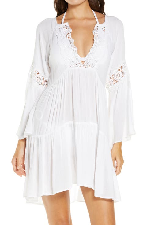 Saltwater Solids Long Sleeve Cover-Up Tunic Dress